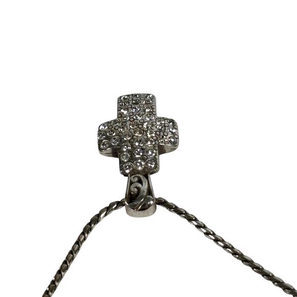 Brighton Cross Swarovski Crystals Pendant Necklace Reversible Scrollwork Design - Picture 3 of 13